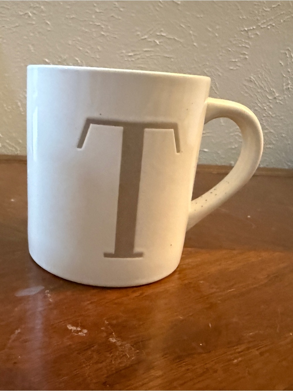 Threshold Monogram 'T' Speckled Ceramic Coffee Mug in Cream